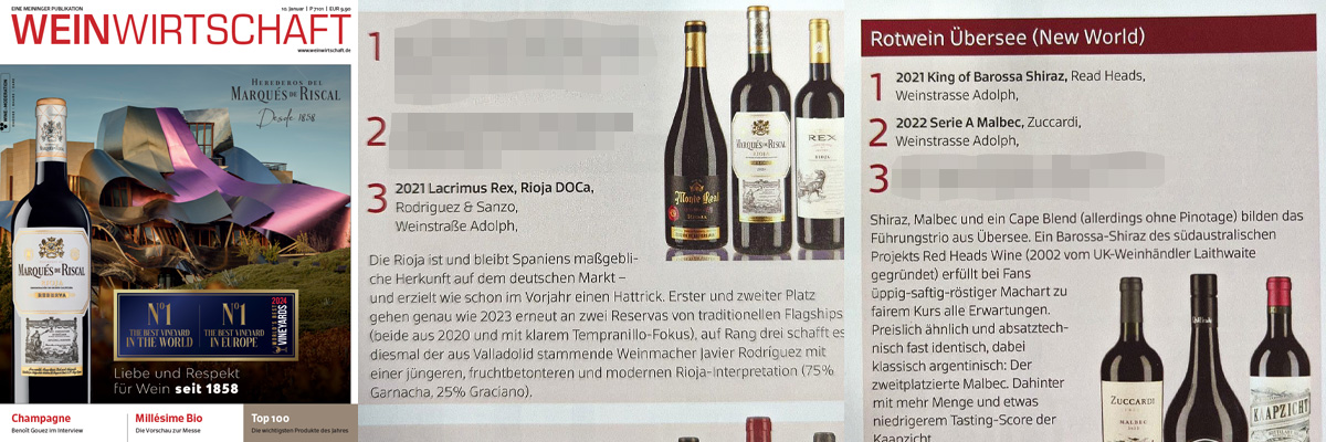 Die Weinwirtschaft kürt unsere Weine